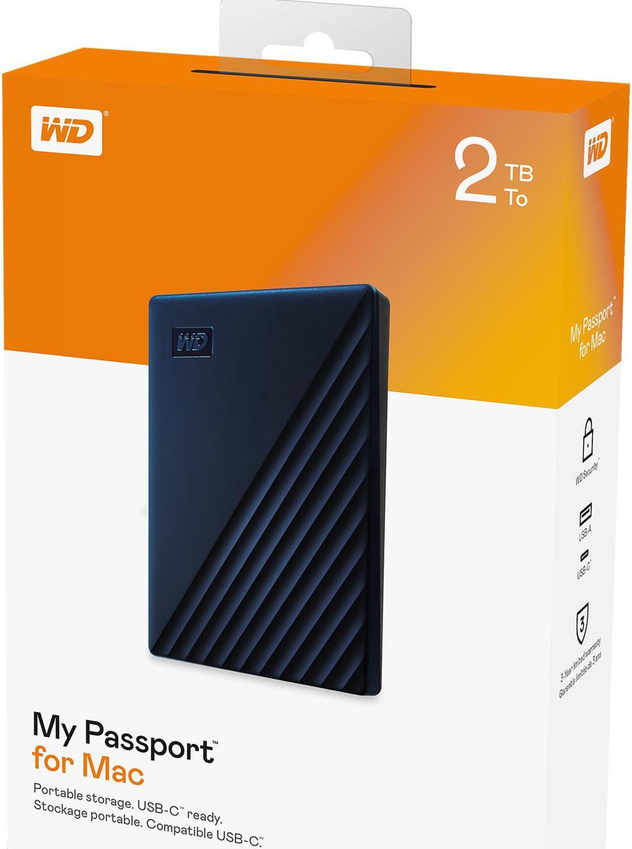 Alt view image 6 of 6 - WD 2TB My Passport for Mac Portable External Hard Drive Storage USB-C/USB-A 3.2 - Midnight Blue (WDBA2D0020BBL-WESN)