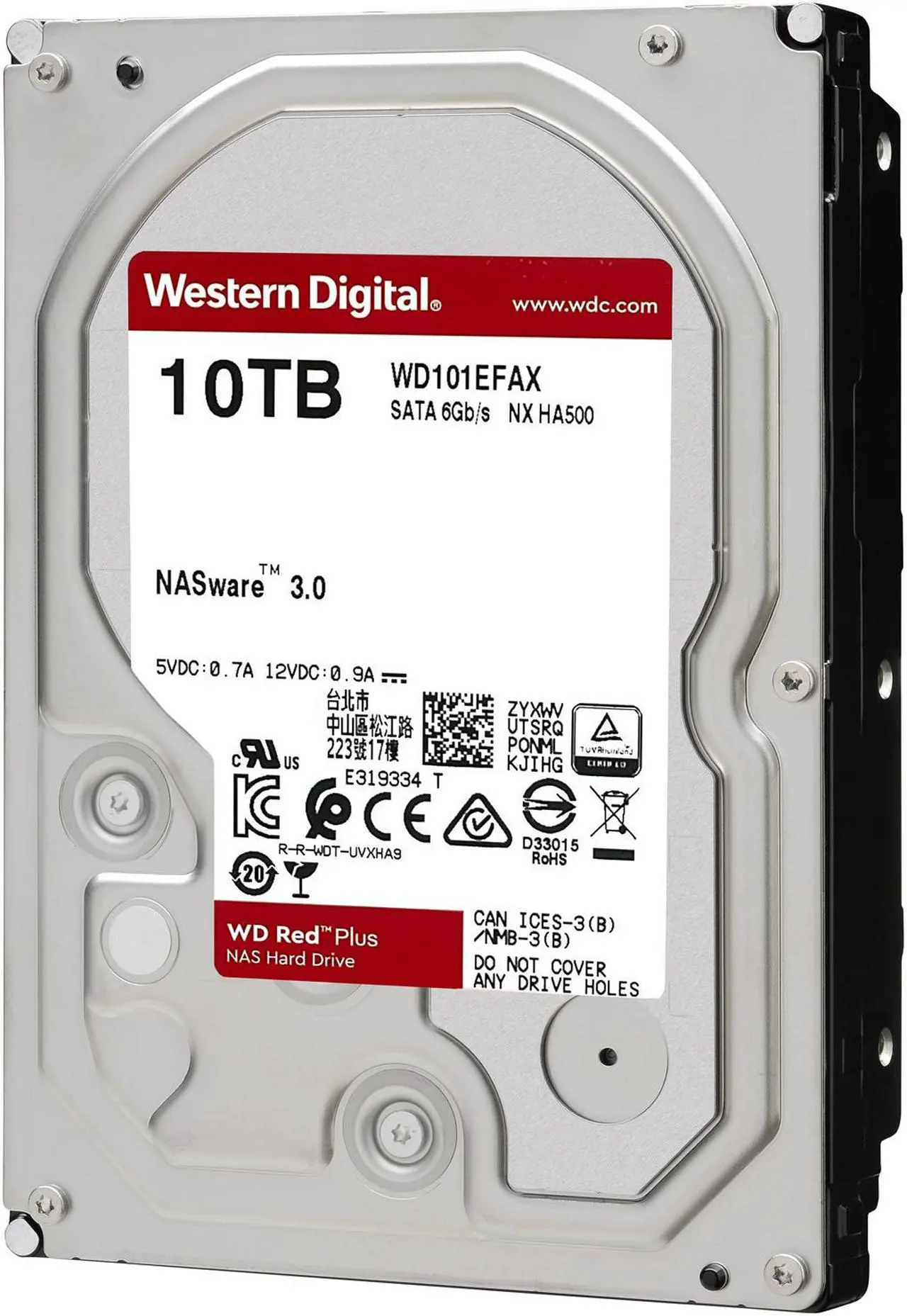 Alt view image 4 of 9 - WD Red Plus 10TB NAS Hard Disk Drive - 5400 RPM Class SATA 6Gb/s, CMR, 256MB Cache, 3.5 Inch - WD101EFAX