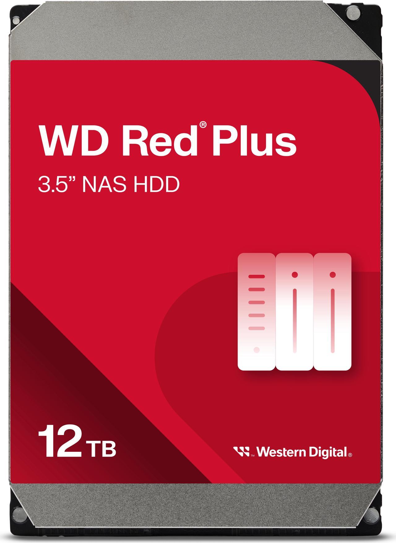 WD Red Plus 12TB NAS Hard Disk Drive - 7200 RPM Class SATA 6Gb/s, CMR, 256MB Cache, 3.5 Inch - WD120EFBX