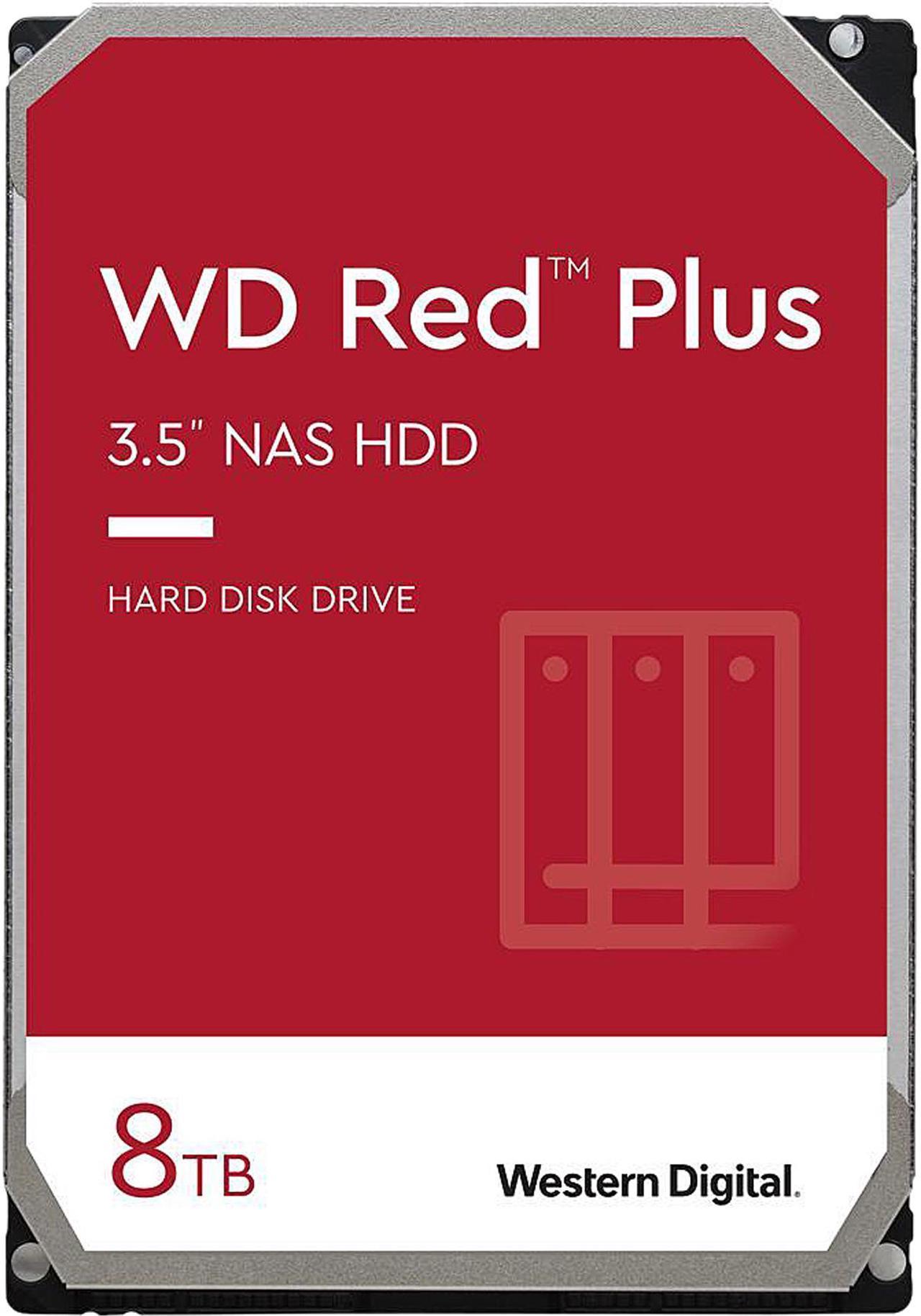 WD Red Plus 8TB CMR NAS Hard Drive HDD - 5640 RPM, SATA 6 Gb/s, 128MB Cache, 3.5" - WD80EFZZ