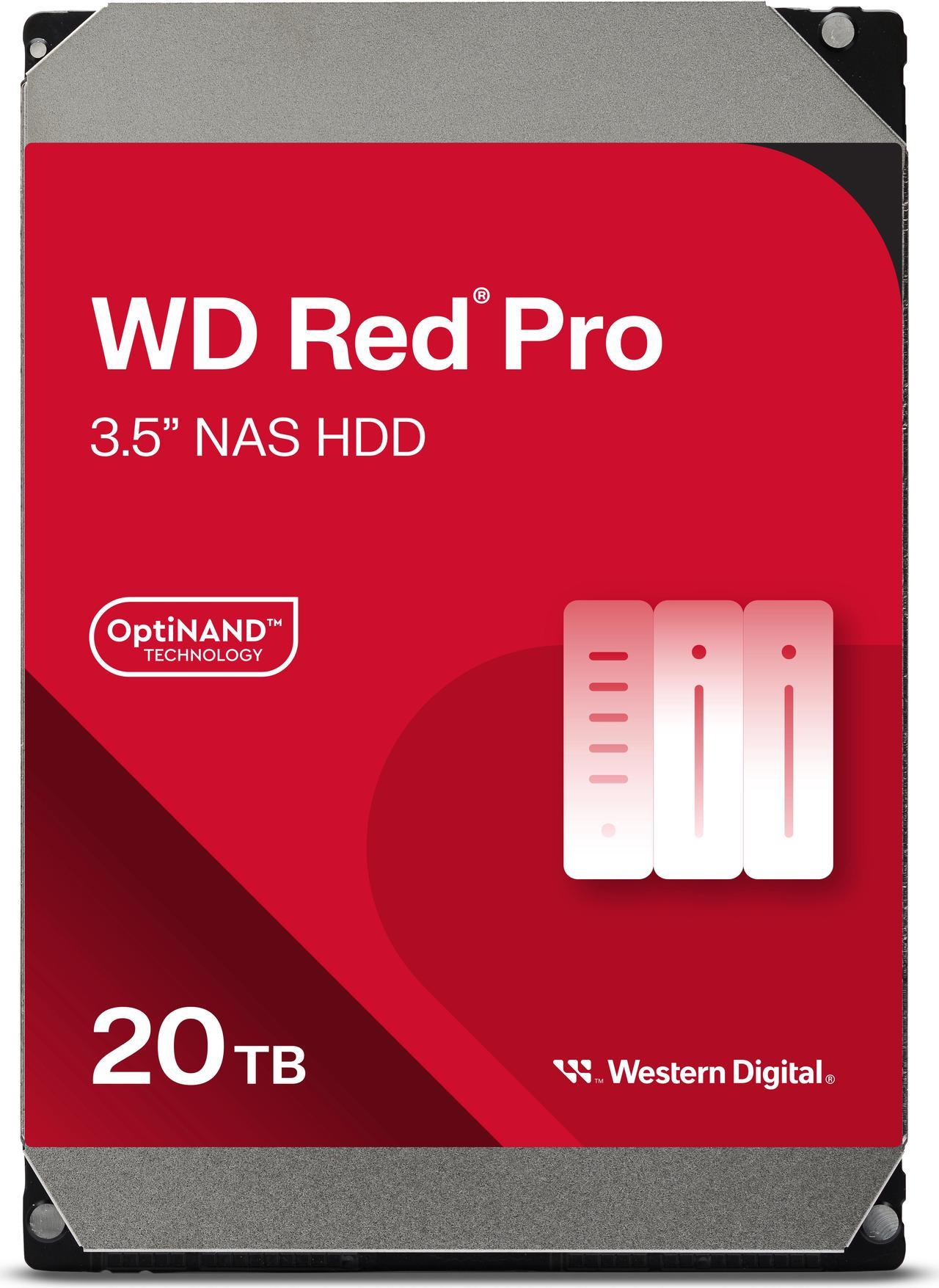 Western Digital 20TB WD Red Pro NAS Internal Hard Drive HDD - 7200 RPM, SATA 6 Gb/s, CMR, 512 MB Cache, 3.5" - WD201KFGX