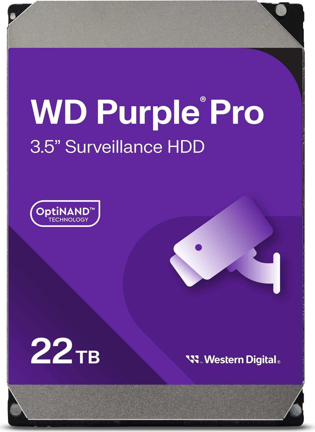 WD Purple Pro WD221PURP 22TB 7200 RPM 512MB Cache SATA 6.0Gb/s 3.5" Internal Hard Drive