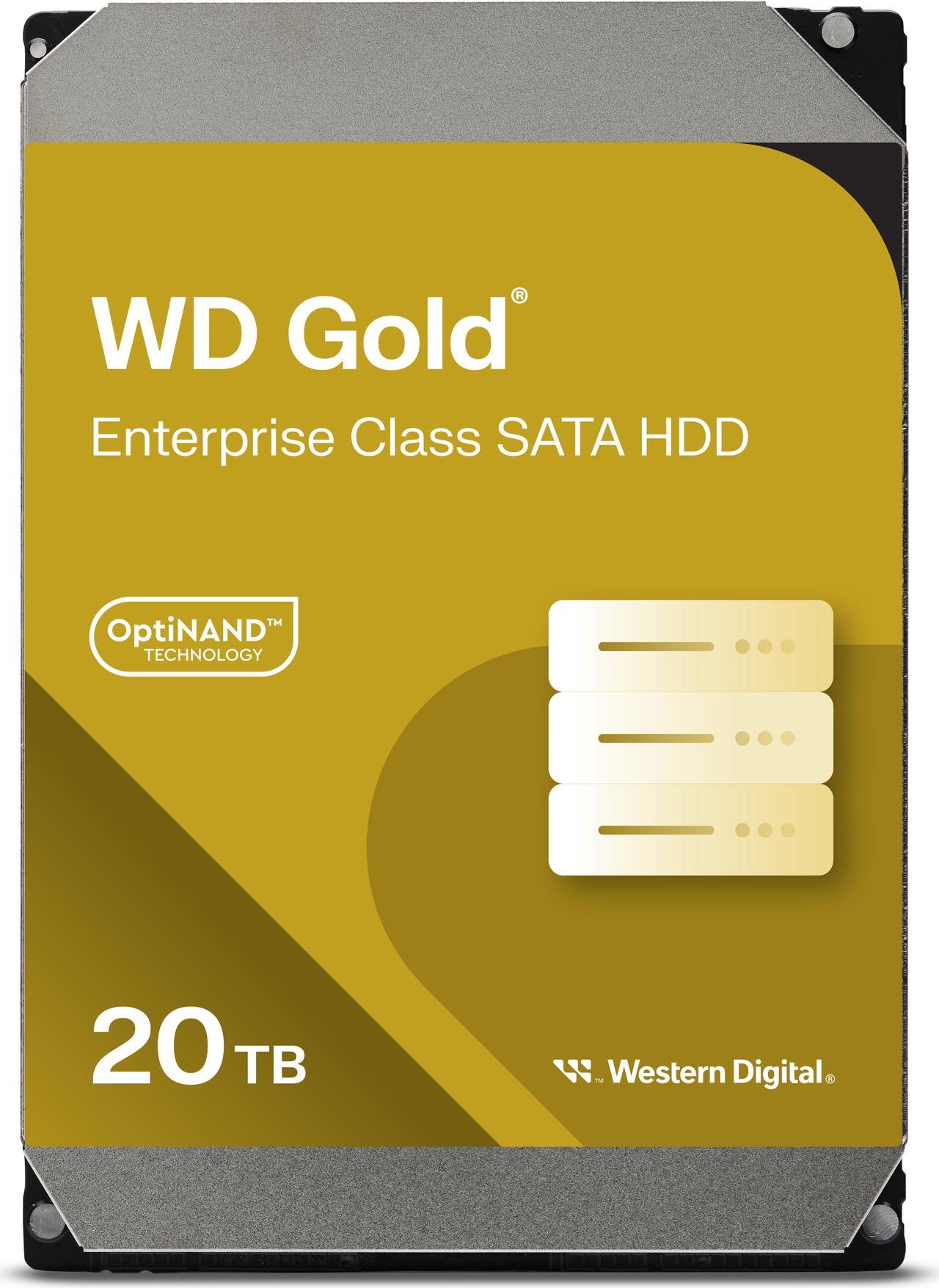 Western Digital 20TB WD Gold Enterprise Class SATA Internal Hard Drive HDD - 7200 RPM, SATA 6 Gb/s, 512 MB Cache, 3.5" - WD202KRYZ