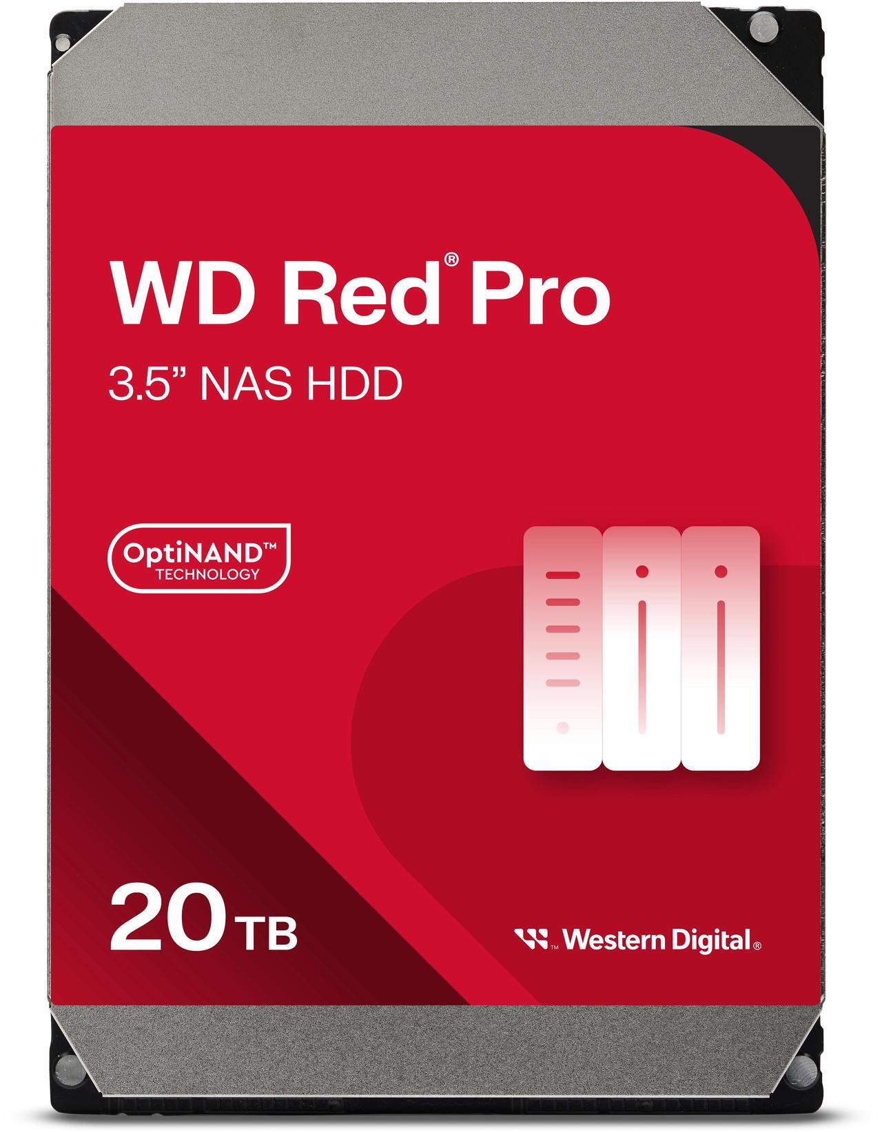 Main image of Western Digital 20TB WD Red Pro NAS Internal Hard Drive HDD - 7200 RPM, SATA 6 Gb/s, CMR, 512 MB Cache, 3.5" - WD202KFGX