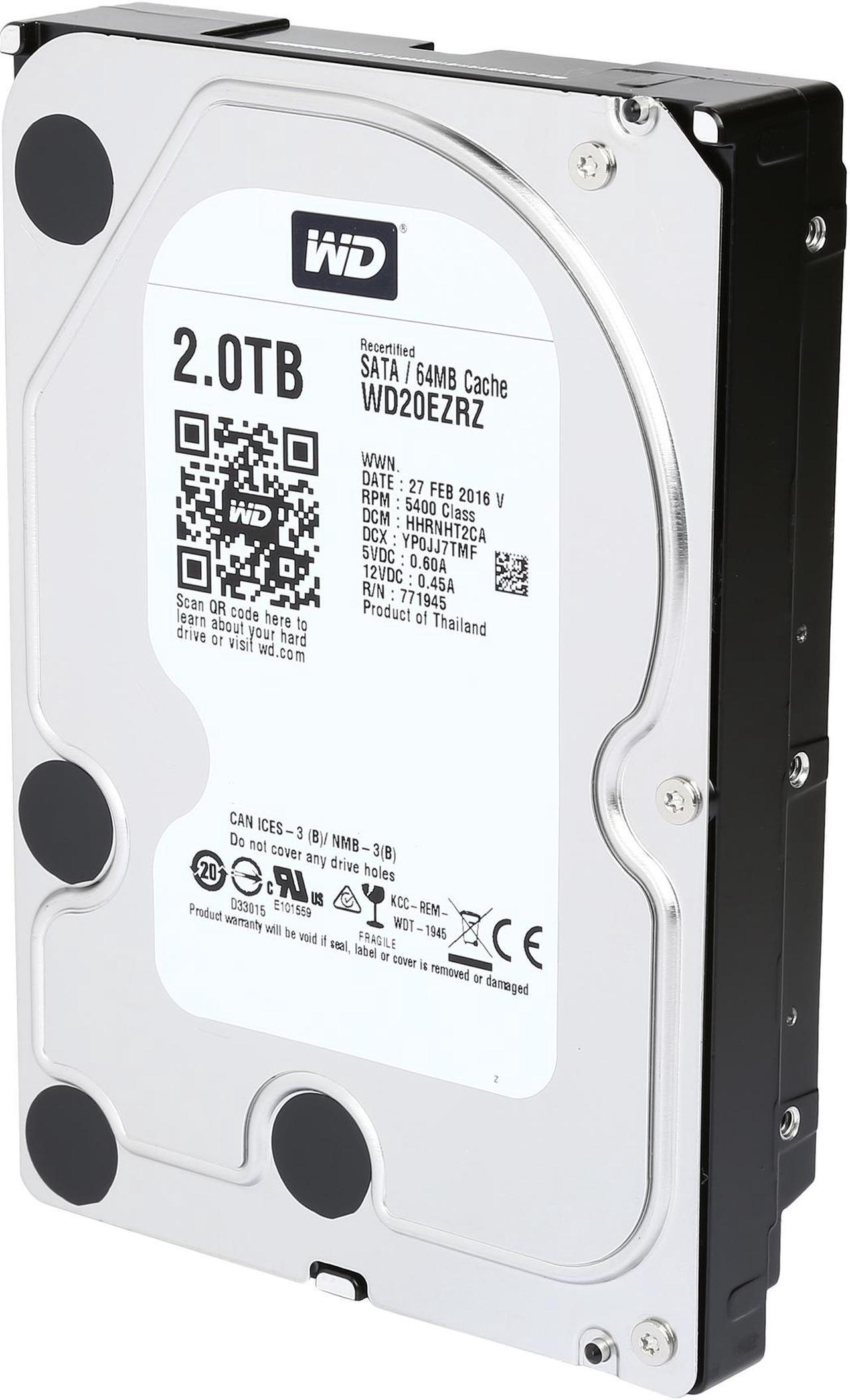 Main image of WD 2TB Desktop Hard Disk Drive - 5400 RPM SATA 6 Gb/s 64MB Cache 3.5 Inch - WD20EZRZ