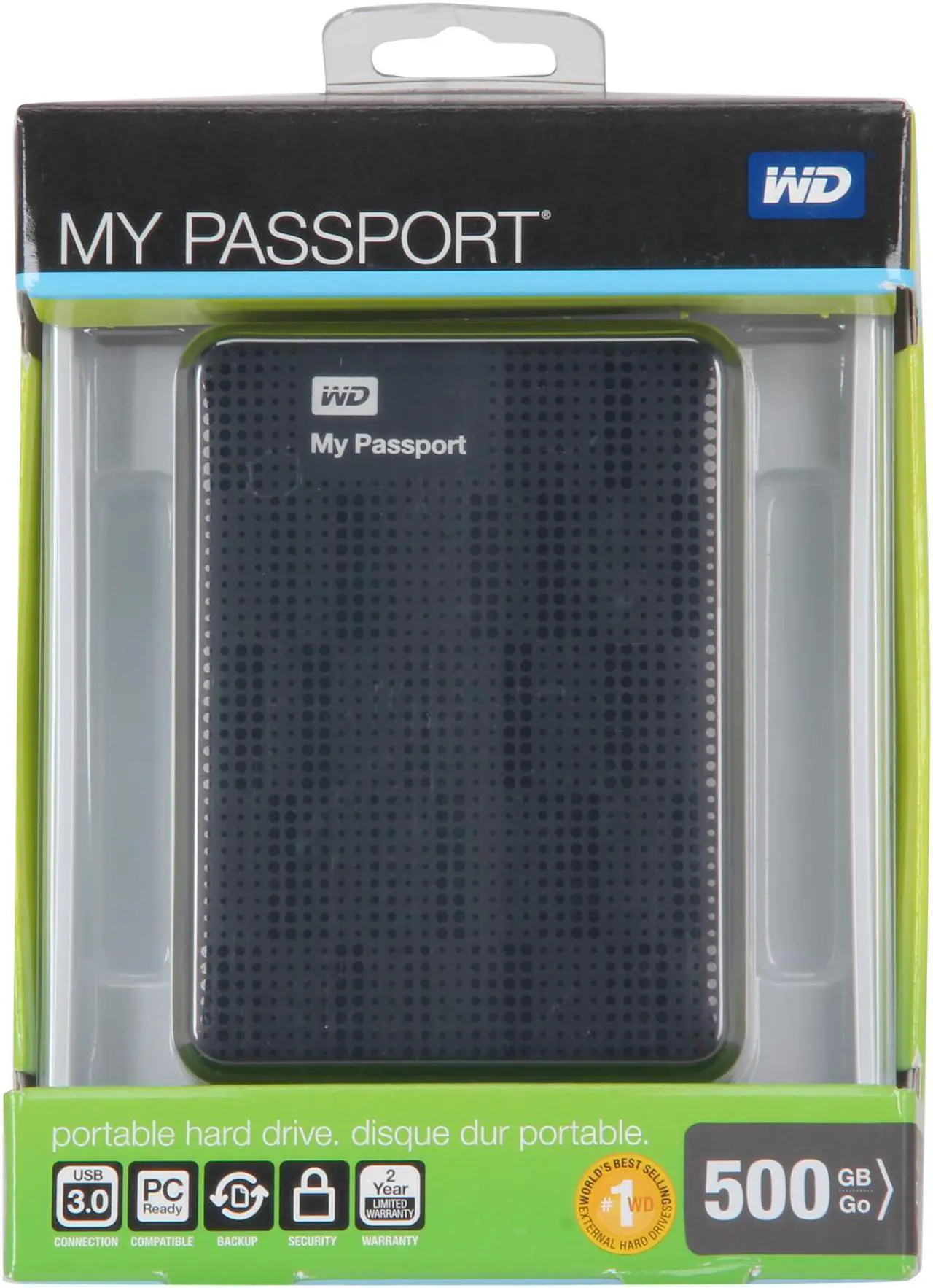 Alt view image 6 of 6 - WD 500GB My Passport Portable Hard Drive USB 3.0/USB 2.0 Model WDBKXH5000ABK-NESN Black