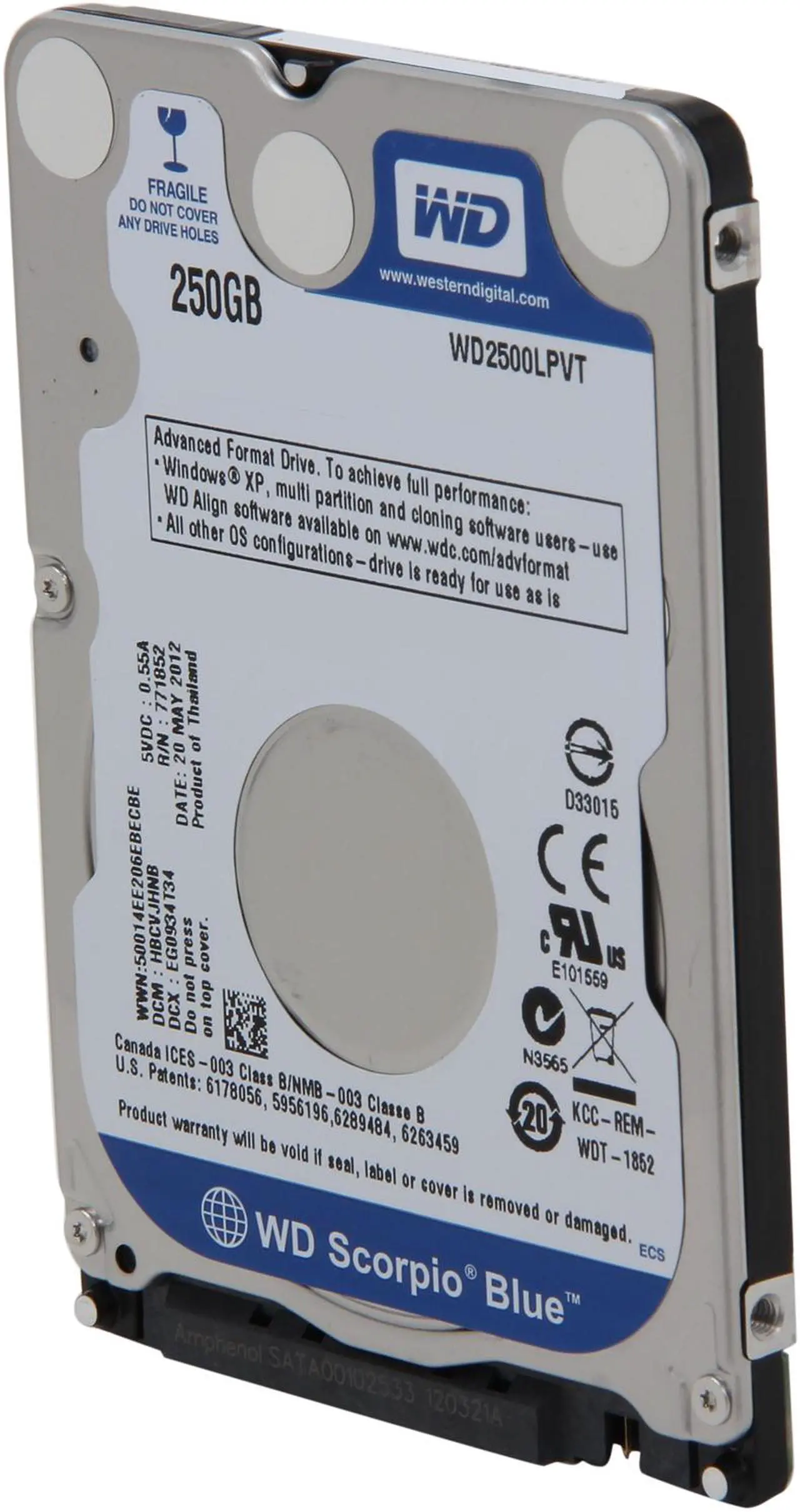 Alt view image 2 of 5 - WD Blue 250GB Mobile Hard Disk Drive - 5400 RPM SATA 3 Gb/s 2.5 Inch - WD2500LPVT