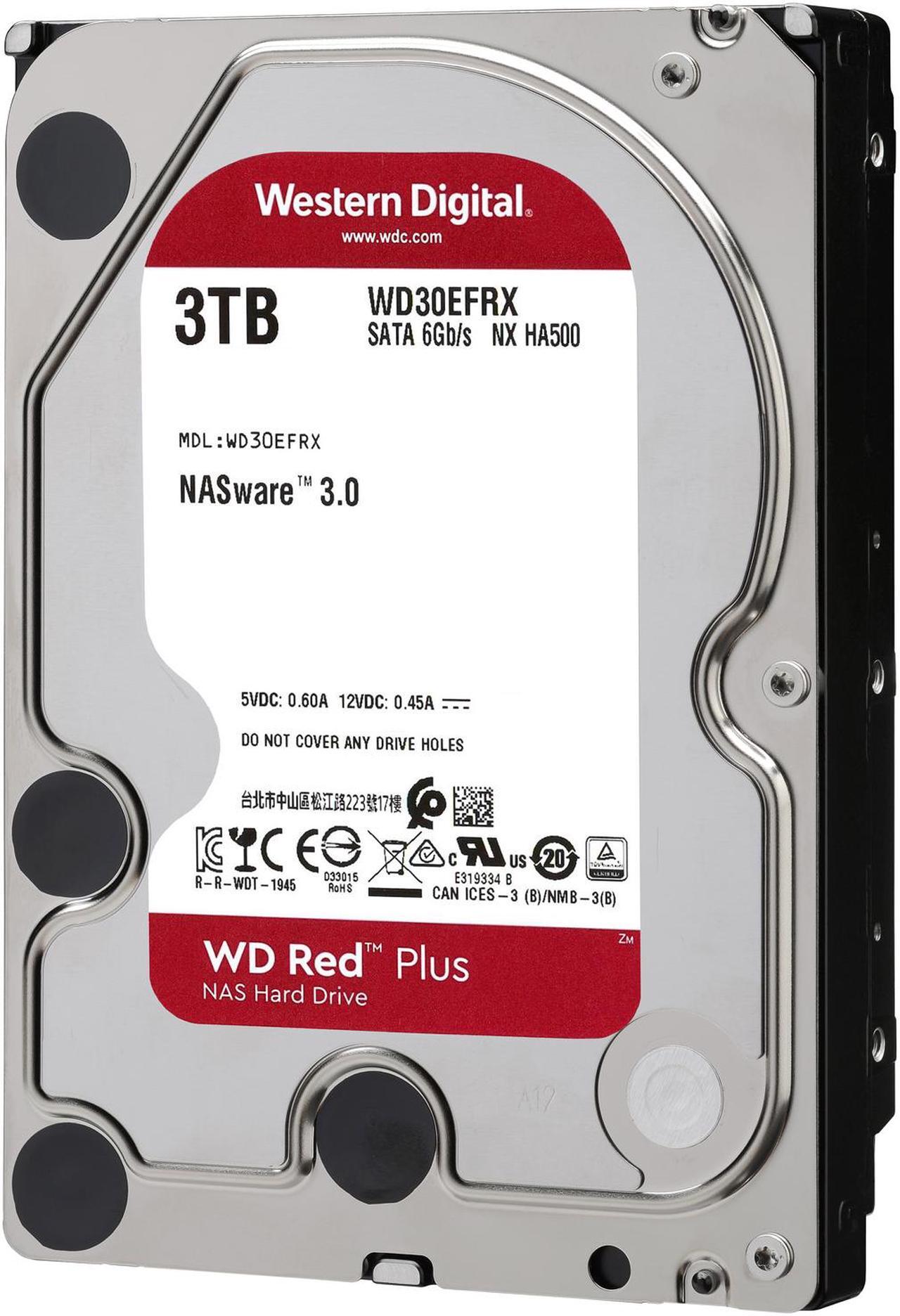 Alt view image 4 of 4 - WD Red Plus 3TB NAS Hard Disk Drive - 5400 RPM Class SATA 6Gb/s, CMR, 64MB Cache, 3.5 Inch - WD30EFRX