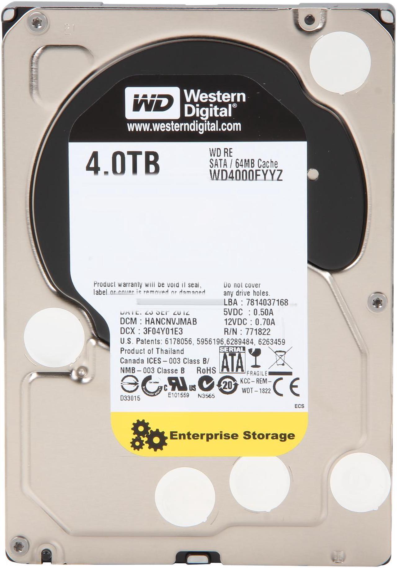 Alt view image 3 of 5 - WD Re 4TB Datacenter Capacity Hard Disk Drive - 7200 RPM Class SATA 6Gb/s 64MB Cache 3.5 inch WD4000FYYZ