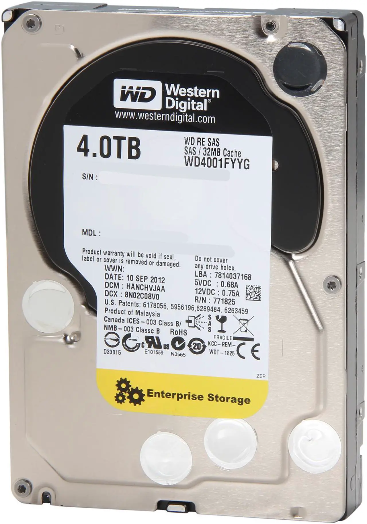Alt view image 2 of 6 - WD Re 4TB Datacenter Capacity Hard Disk Drive - 7200 RPM Class SAS 6Gb/s 32MB Cache 3.5 inch WD4001FYYG