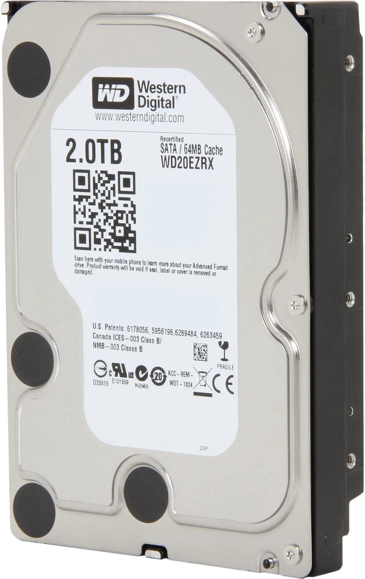 Main image of WD WD Green WD20EZRX 2TB IntelliPower 64MB Cache SATA 6.0Gb/s 3.5" Internal Hard Drive -Manufacture Recertified Bare Drive