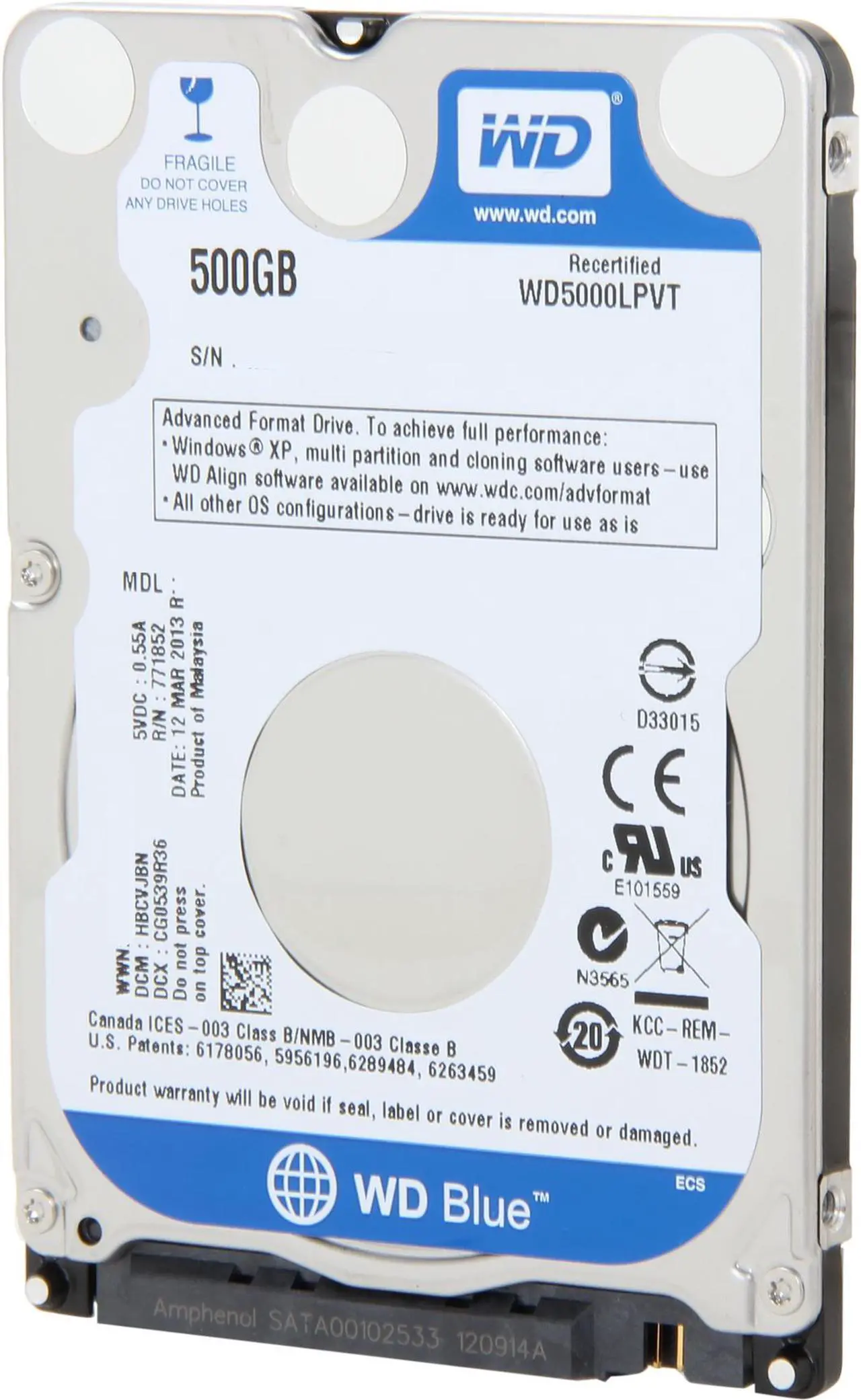 Western Digital Scorpio Blue WD5000LPVT 500GB Internal Hard Drive - Thumbnail 2