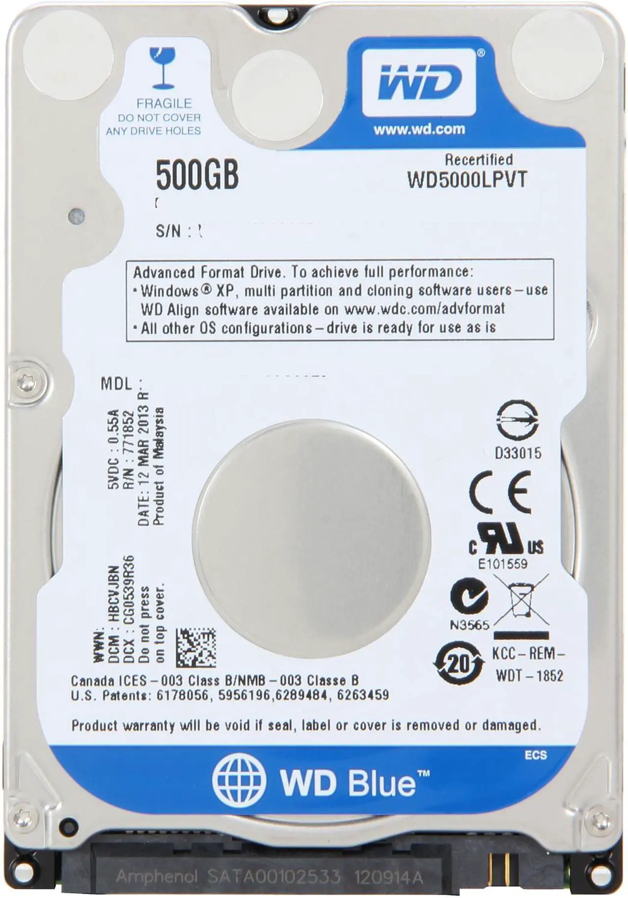 Western Digital Scorpio Blue WD5000LPVT 500GB Internal Hard Drive - Thumbnail 3