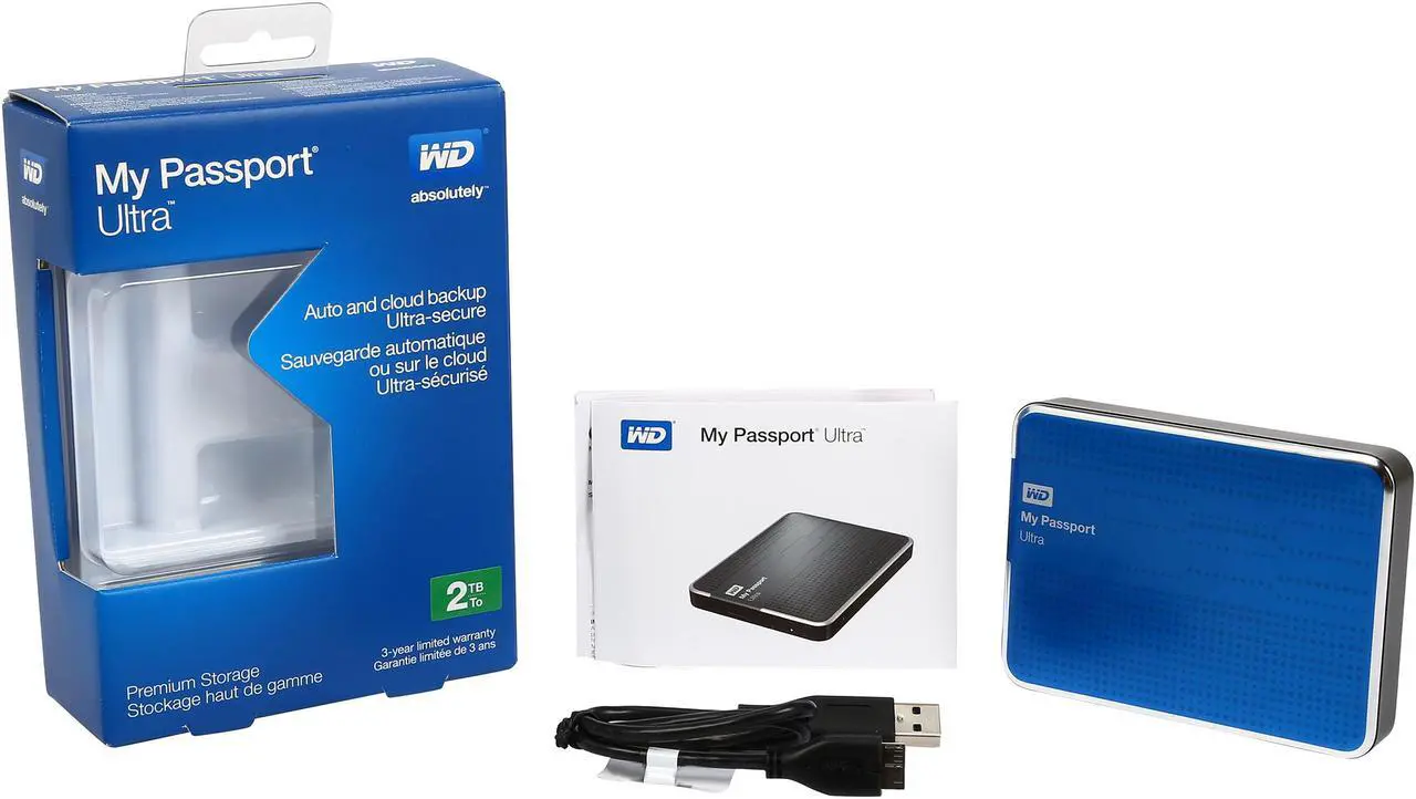 Alt view image 7 of 7 - WD 2TB My Passport Ultra Portable Hard Drive USB 3.0 Model WDBMWV0020BBL-NESN Blue