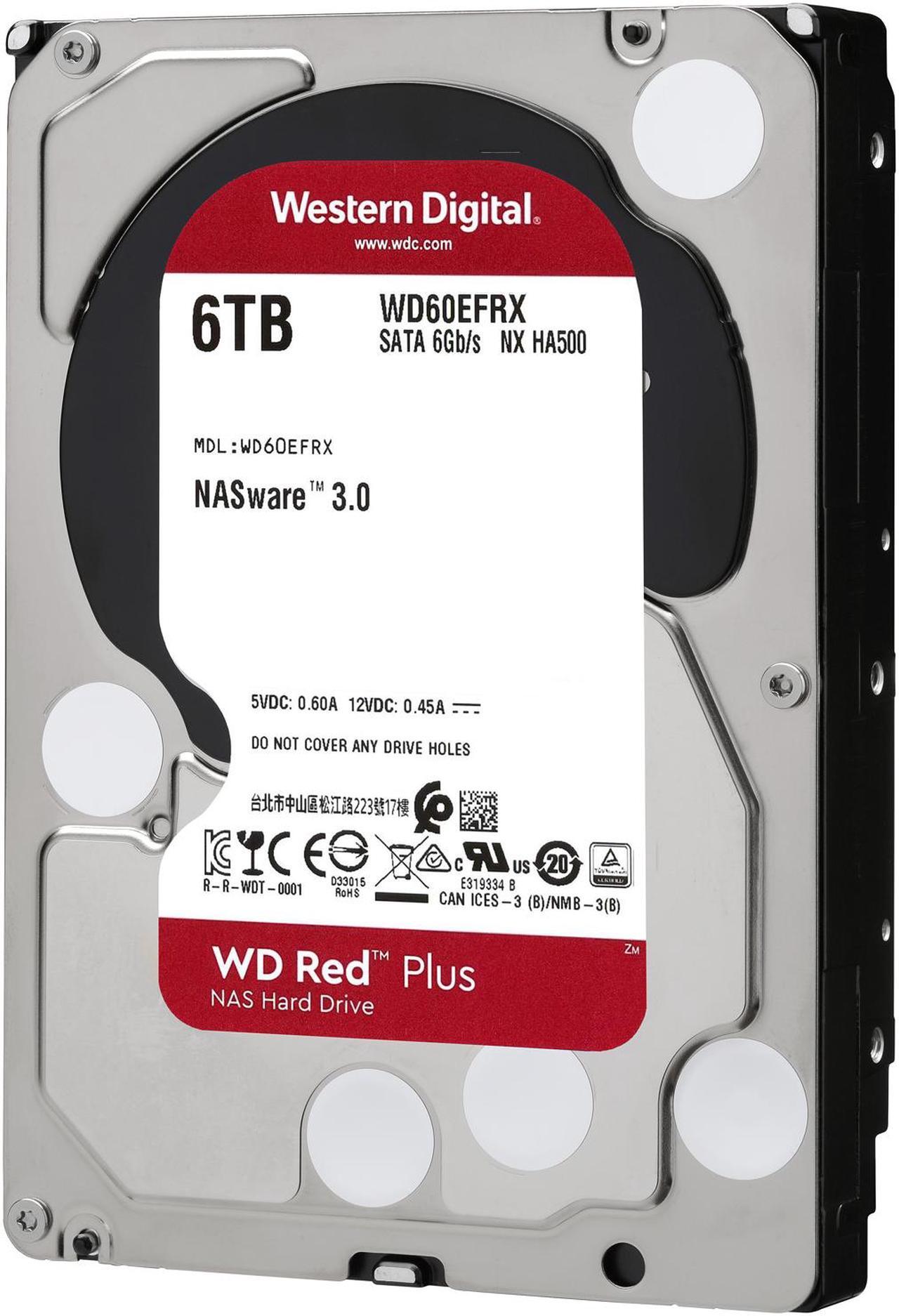 Alt view image 4 of 4 - WD Red Plus 6TB NAS Hard Disk Drive - 5400 RPM Class SATA 6Gb/s, CMR, 64MB Cache, 3.5 Inch - WD60EFRX