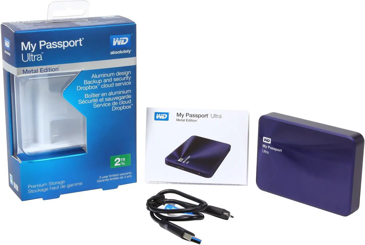 Alt view image 13 of 13 - WD 1TB Blue-Black My Passport Ultra Metal Edition Portable External Hard Drive - USB 3.0 - WDBTYH0010BBA-NESN
