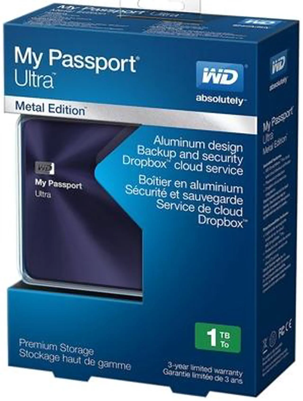 Alt view image 6 of 13 - WD 1TB Blue-Black My Passport Ultra Metal Edition Portable External Hard Drive - USB 3.0 - WDBTYH0010BBA-NESN