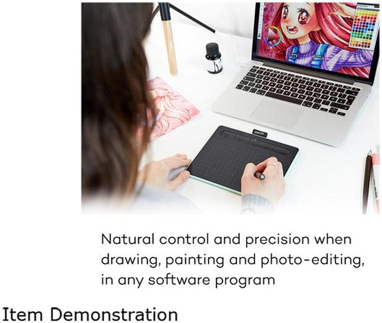 Alt view image 6 of 7 - Wacom Intuos Wireless Graphics Drawing Tablet with 3 Bonus Software Included, 7.9" X 6.3", Black (CTL4100WLK0) Small (Wireless)