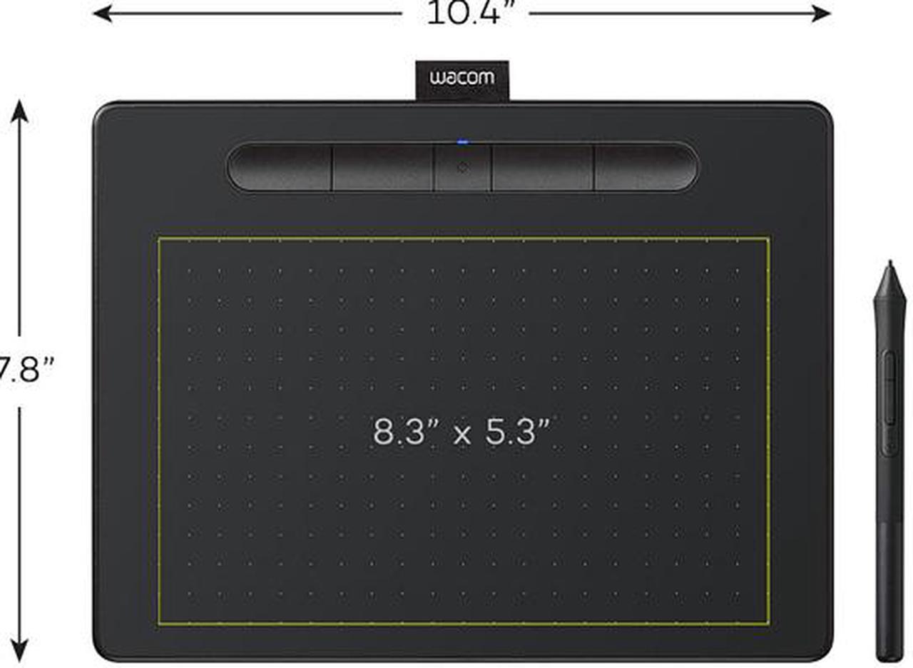 Alt view image 3 of 7 - Wacom Intuos Medium Bluetooth Graphics Drawing Tablet, Portable for Teachers, Students and Creators, 4 Customizable ExpressKeys, Compatible with Chromebook Mac OS Android and Windows - Black