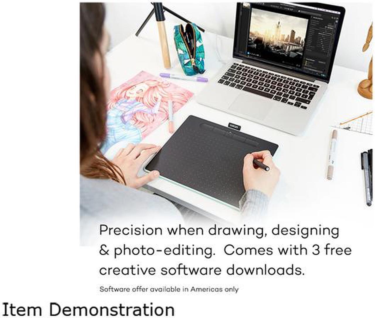 Alt view image 5 of 7 - Wacom Intuos Medium Bluetooth Graphics Drawing Tablet, Portable for Teachers, Students and Creators, 4 Customizable ExpressKeys, Compatible with Chromebook Mac OS Android and Windows - Black