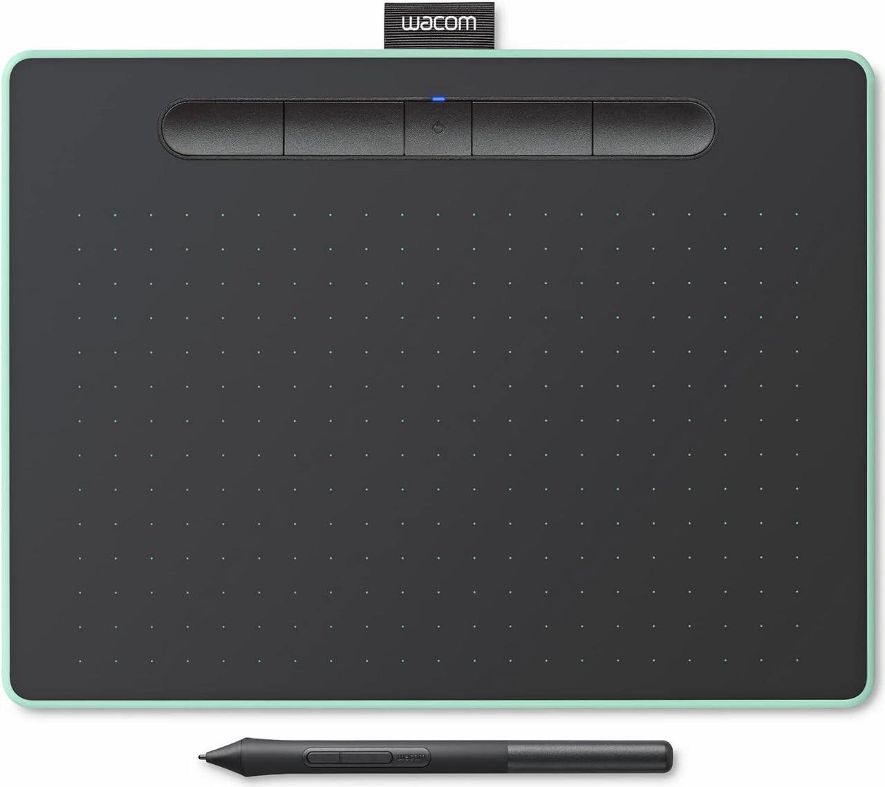 Wacom Intuos Wireless Graphics Drawing Tablet for Mac, PC, Chromebook & Android (Medium) with Software Included - Black with Pistachio Accent