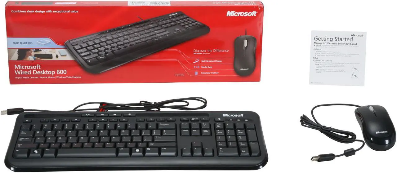 Alt view image 11 of 11 - Microsoft Wired Desktop 600 (Black) - Wired Keyboard and Mouse Combo. USB Connectivity. Spill Resistant Design. Plug and Play