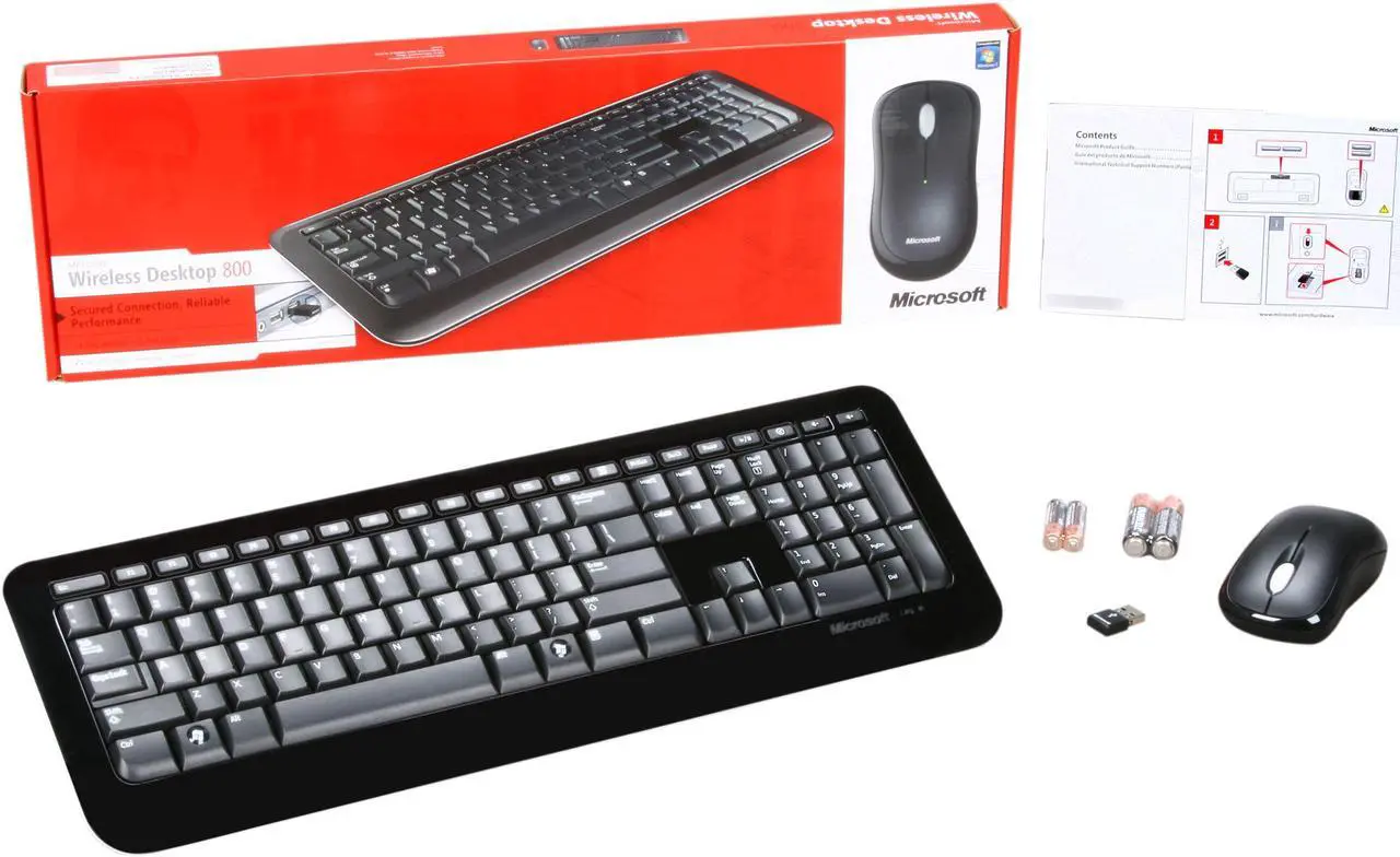 Alt view image 7 of 7 - Microsoft Desktop 800 2LF-00001 Black USB RF Wireless Keyboard & Mouse