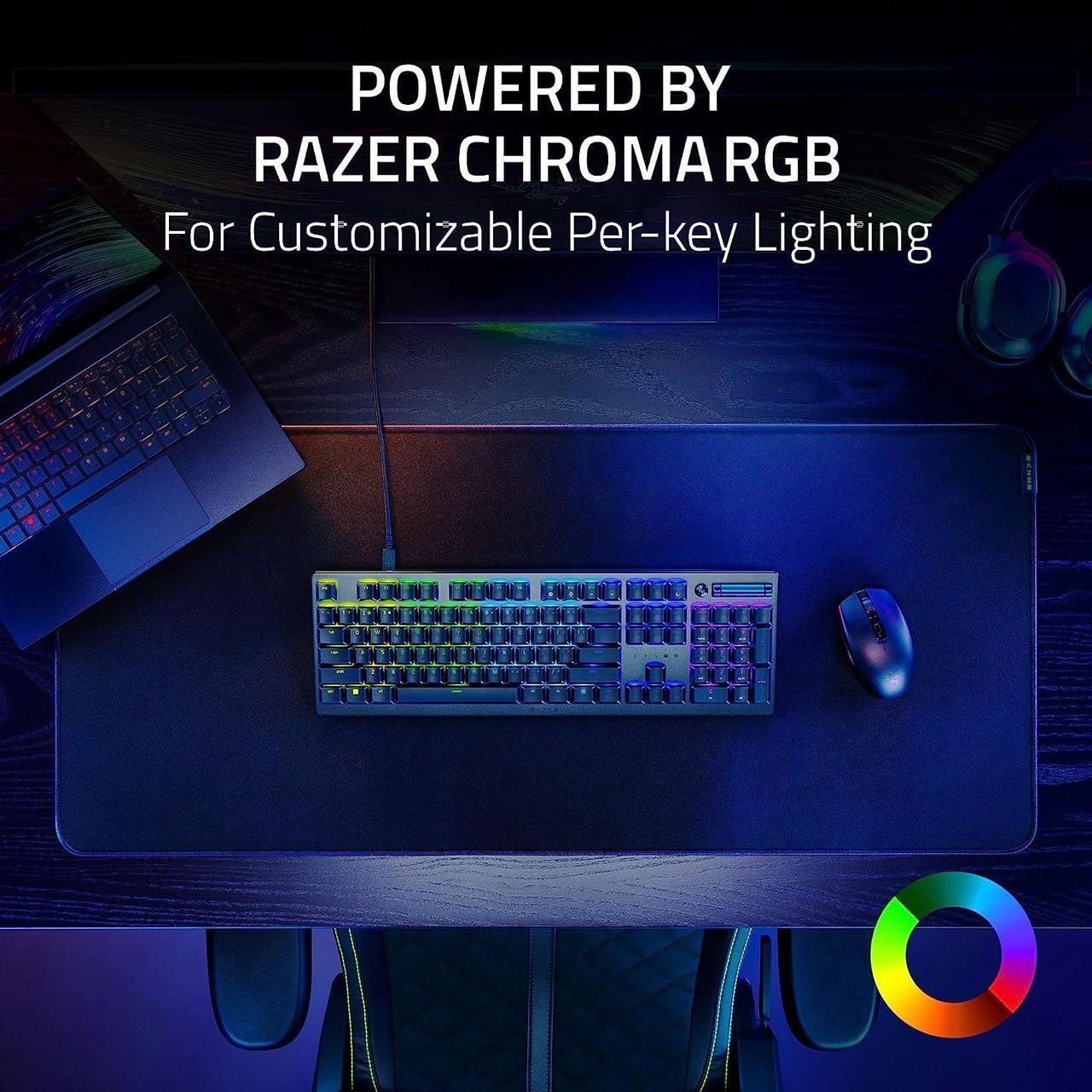 Alt view image 8 of 15 - Razer DeathStalker V2 Gaming Keyboard: Low-Profile Keys - Linear Red Optical Switches - Ultra-Durable Coated Keycaps - Durable Aluminum Top Plate - Multi-Function Roller and Media Button - Chroma RGB