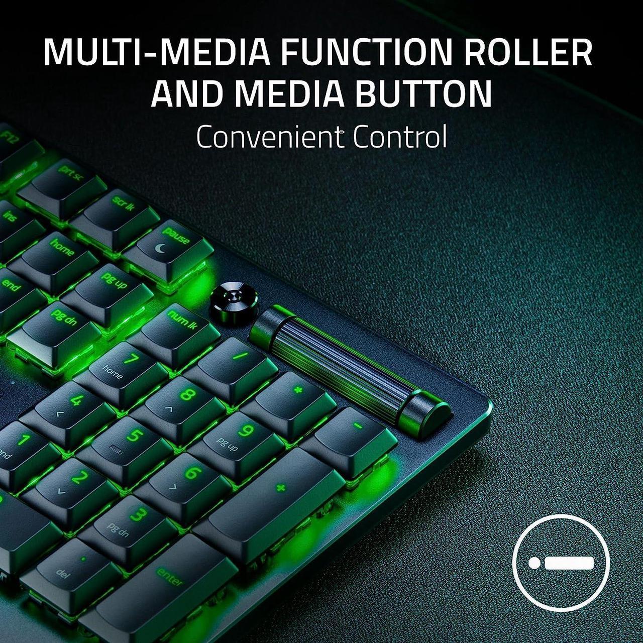 Alt view image 7 of 15 - Razer DeathStalker V2 Gaming Keyboard: Low-Profile Keys - Linear Red Optical Switches - Ultra-Durable Coated Keycaps - Durable Aluminum Top Plate - Multi-Function Roller and Media Button - Chroma RGB