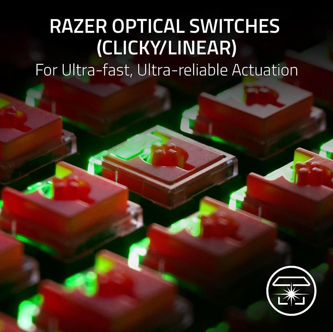 Alt view image 4 of 15 - Razer DeathStalker V2 Gaming Keyboard: Low-Profile Keys - Linear Red Optical Switches - Ultra-Durable Coated Keycaps - Durable Aluminum Top Plate - Multi-Function Roller and Media Button - Chroma RGB