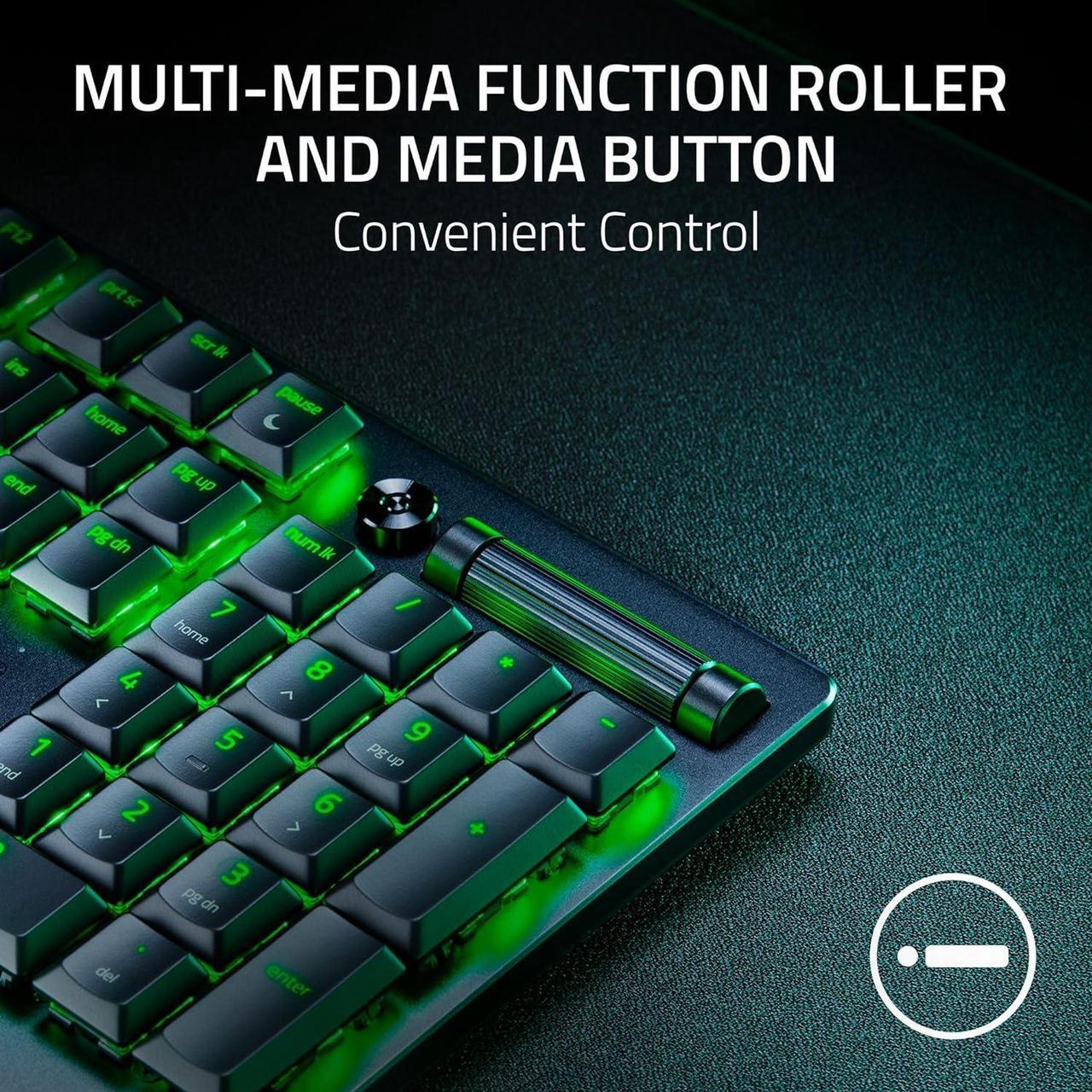 Alt view image 7 of 8 - Razer DeathStalker V2 Pro Wireless Gaming Keyboard: Low-Profile Optical Switches - Clicky Purple - HyperSpeed Wireless & Bluetooth 5.0 - Up to 200 Hrs - Ultra-Durable Coated Keycaps - Chroma RGB