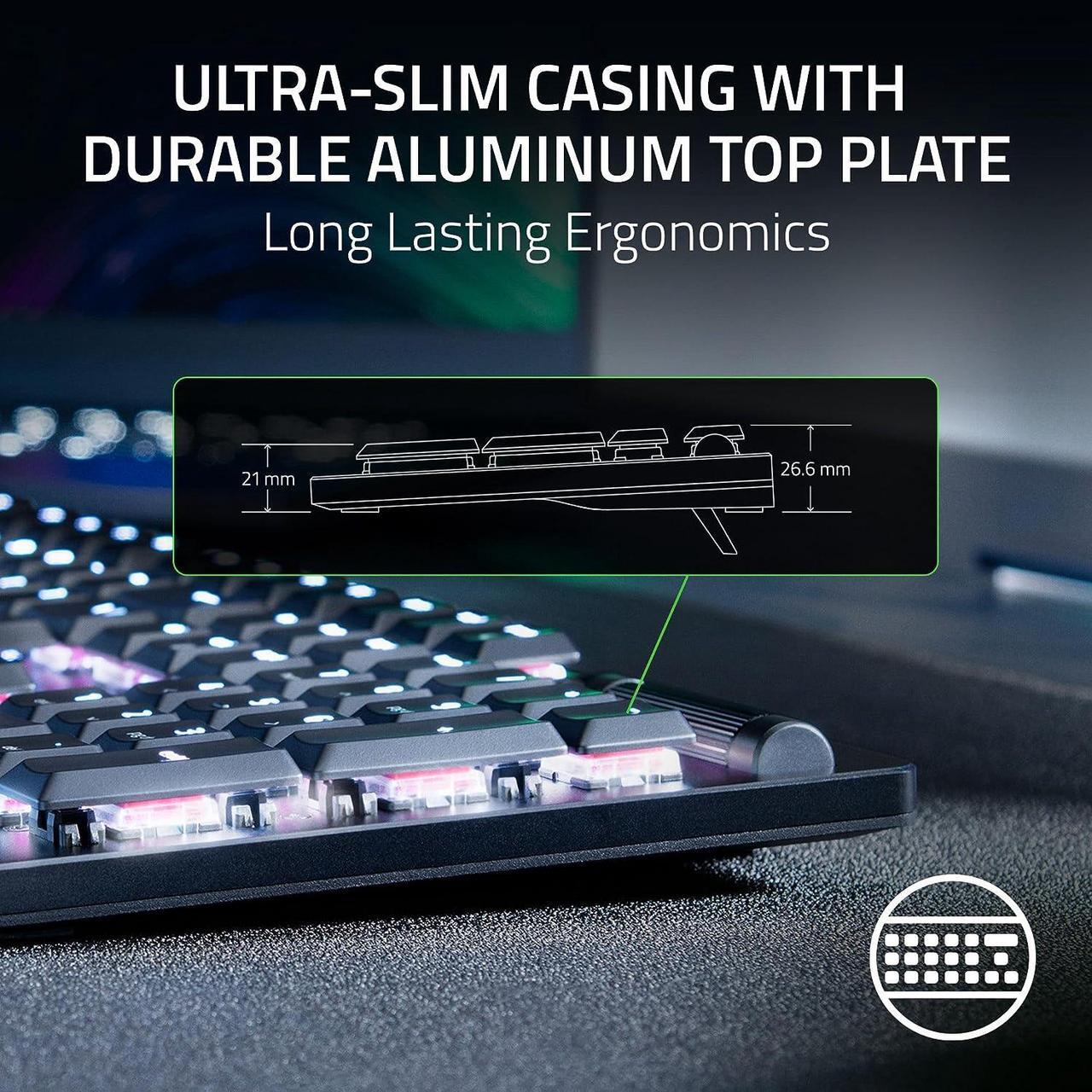Alt view image 5 of 8 - Razer DeathStalker V2 Pro Wireless Gaming Keyboard: Low-Profile Optical Switches - Clicky Purple - HyperSpeed Wireless & Bluetooth 5.0 - Up to 200 Hrs - Ultra-Durable Coated Keycaps - Chroma RGB