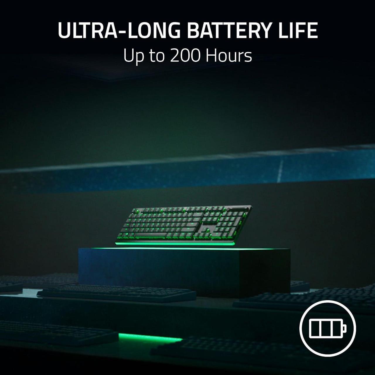 Alt view image 4 of 8 - Razer DeathStalker V2 Pro Wireless Gaming Keyboard: Low-Profile Optical Switches - Clicky Purple - HyperSpeed Wireless & Bluetooth 5.0 - Up to 200 Hrs - Ultra-Durable Coated Keycaps - Chroma RGB