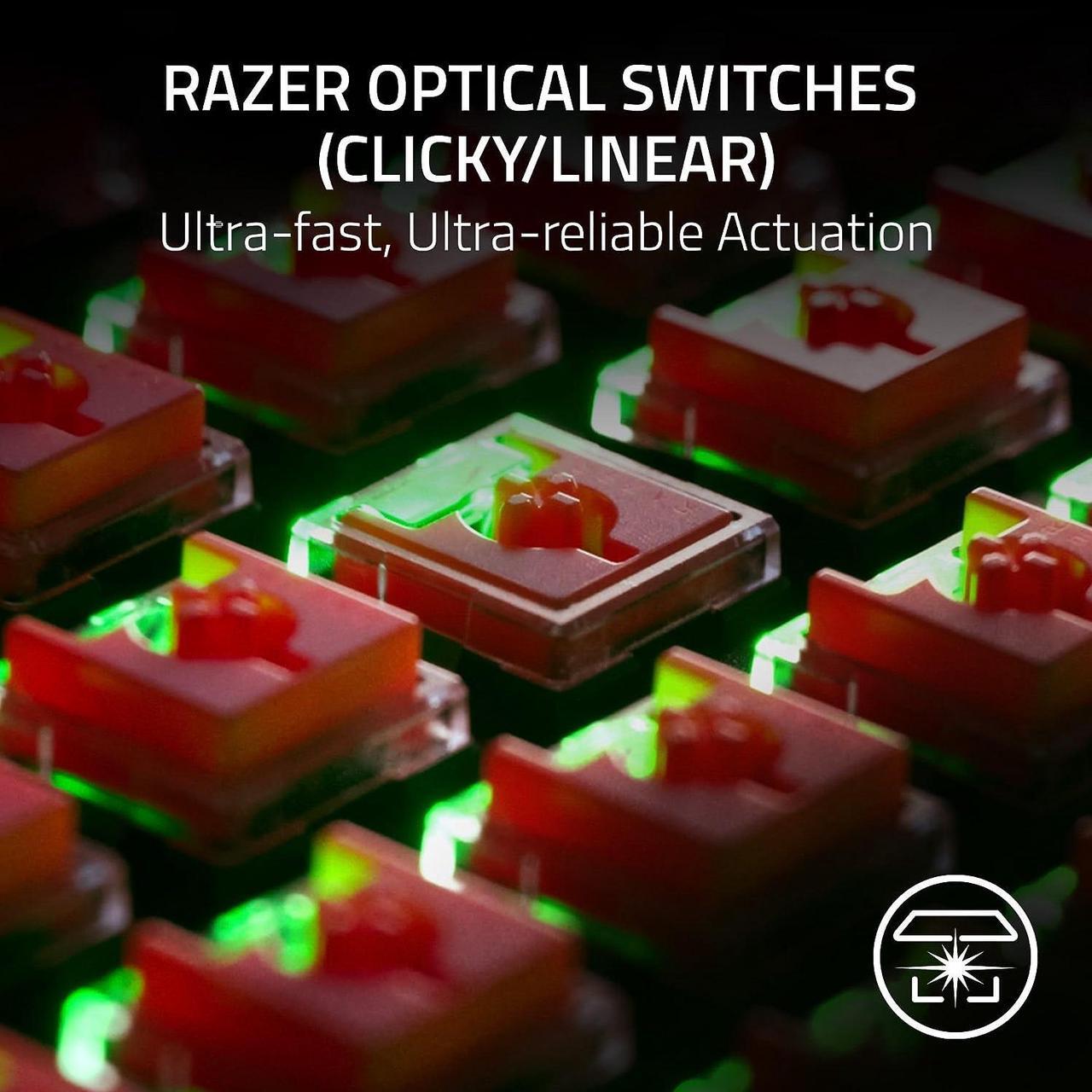 Alt view image 2 of 8 - Razer DeathStalker V2 Pro Wireless Gaming Keyboard: Low-Profile Optical Switches - Clicky Purple - HyperSpeed Wireless & Bluetooth 5.0 - Up to 200 Hrs - Ultra-Durable Coated Keycaps - Chroma RGB