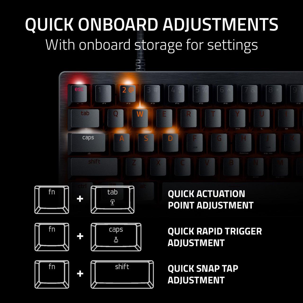 Alt view image 9 of 13 - Razer Huntsman V3 Pro Mini 60% Esports Gaming Keyboard - Analog Optical Switches, Razer Snap Tap, Rapid Trigger, Adjustable Actuation, Dual-Purpose Mod Keys, Doubleshot PBT Keycaps - Black