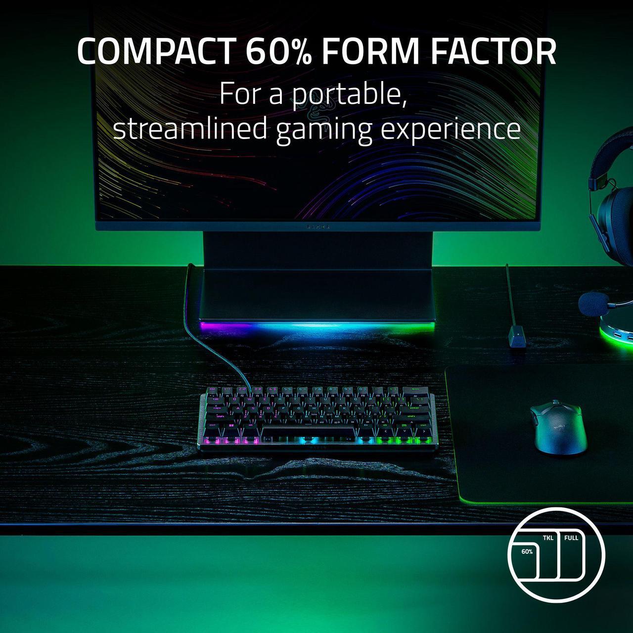 Alt view image 13 of 13 - Razer Huntsman V3 Pro Mini 60% Esports Gaming Keyboard - Analog Optical Switches, Razer Snap Tap, Rapid Trigger, Adjustable Actuation, Dual-Purpose Mod Keys, Doubleshot PBT Keycaps - Black