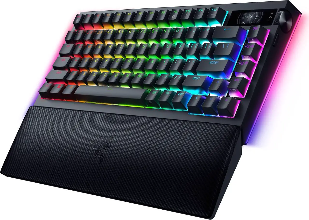 Main image of Razer BlackWidow V4 Pro 75% Wireless Gaming Keyboard - Orange Tactile Switches, OLED Display, True 4K Hz Wireless, Bluetooth, Hot Swappable, Command Dial, Snap Tap, Chroma RGB, Wrist Rest - Black