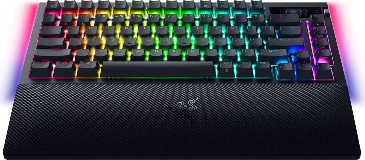 Alt view image 2 of 7 - Razer BlackWidow V4 Pro 75% Wireless Gaming Keyboard - Orange Tactile Switches, OLED Display, True 4K Hz Wireless, Bluetooth, Hot Swappable, Command Dial, Snap Tap, Chroma RGB, Wrist Rest - Black