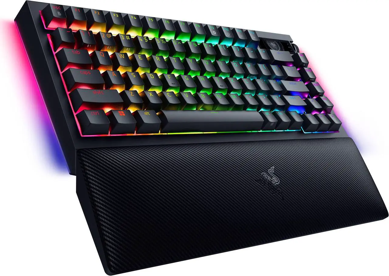 Alt view image 3 of 7 - Razer BlackWidow V4 Pro 75% Wireless Gaming Keyboard - Orange Tactile Switches, OLED Display, True 4K Hz Wireless, Bluetooth, Hot Swappable, Command Dial, Snap Tap, Chroma RGB, Wrist Rest - Black