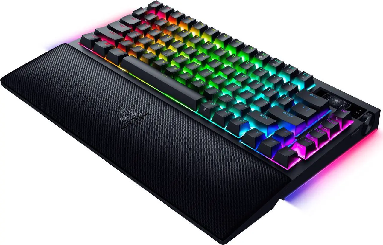 Alt view image 4 of 7 - Razer BlackWidow V4 Pro 75% Wireless Gaming Keyboard - Orange Tactile Switches, OLED Display, True 4K Hz Wireless, Bluetooth, Hot Swappable, Command Dial, Snap Tap, Chroma RGB, Wrist Rest - Black