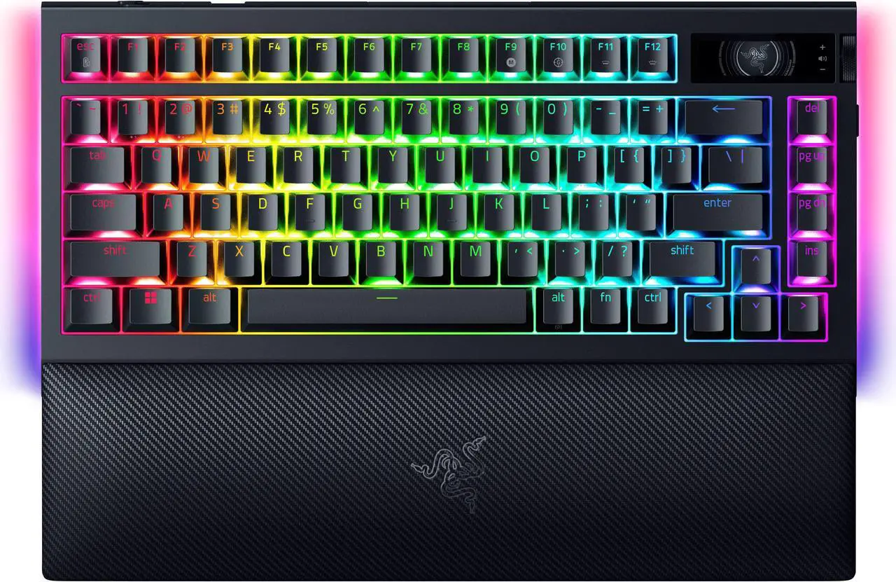 Alt view image 5 of 7 - Razer BlackWidow V4 Pro 75% Wireless Gaming Keyboard - Orange Tactile Switches, OLED Display, True 4K Hz Wireless, Bluetooth, Hot Swappable, Command Dial, Snap Tap, Chroma RGB, Wrist Rest - Black