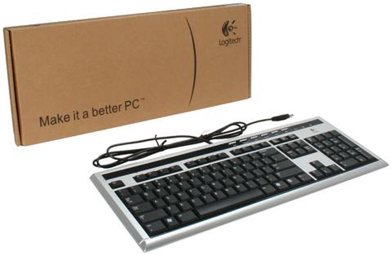 Alt view image 4 of 4 - Logitech UltraX Silver/Black 104 Normal Keys 6 Function Keys USB Wired Standard Media Keyboard - OEM