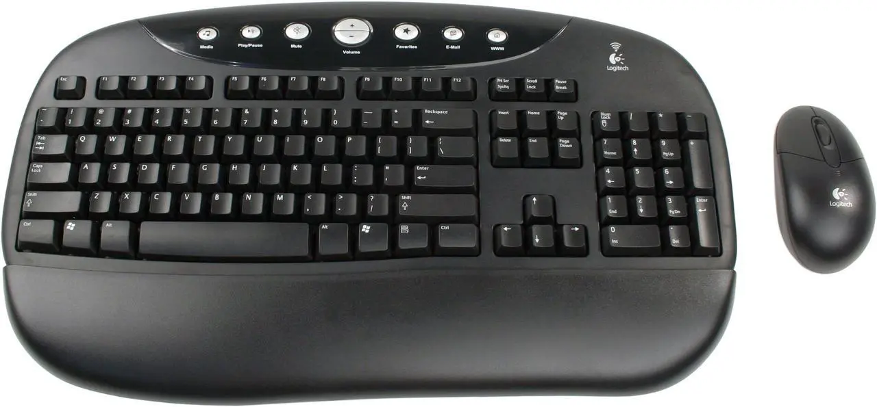 Main image of Logitech Cordless Internet Pro 967461-0403 Black 104 Normal Keys 8 Function Keys RF Wireless Slim Desktop - OEM