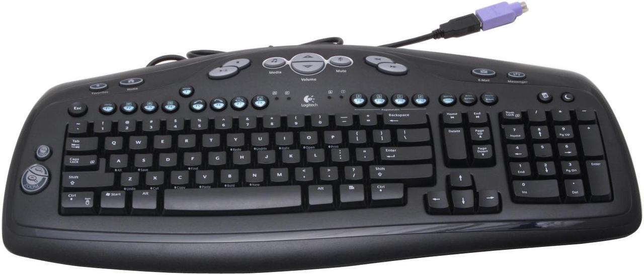 Alt view image 2 of 6 - Logitech Media Elite 967559-0403 Black 102 Normal Keys 18 Function Keys USB or PS/2 Wired Standard Keyboard