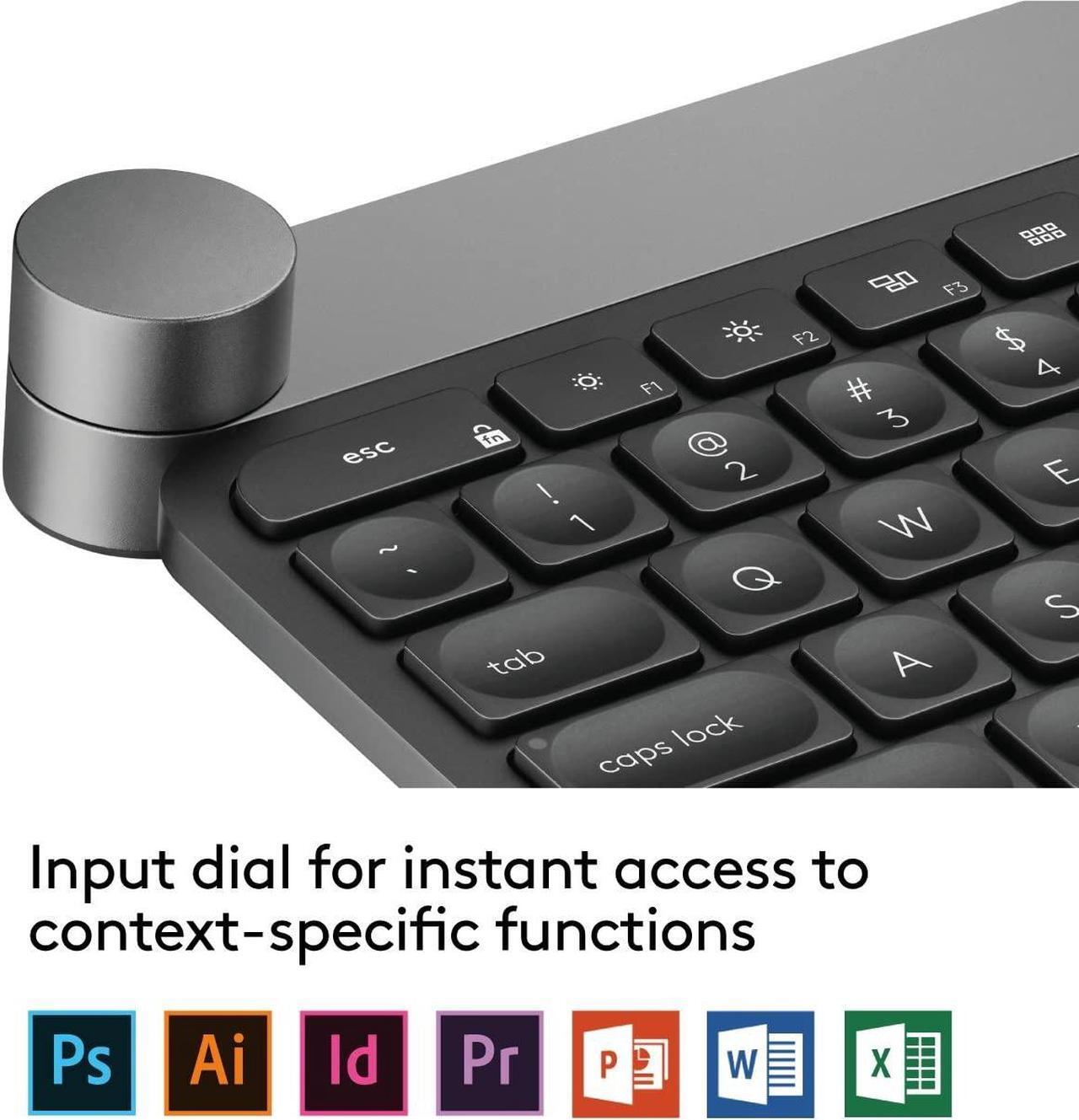 Alt view image 4 of 10 - Logitech Craft Advanced Wireless Keyboard with Creative Input Dial and Backlit Keys, Dark grey and aluminum