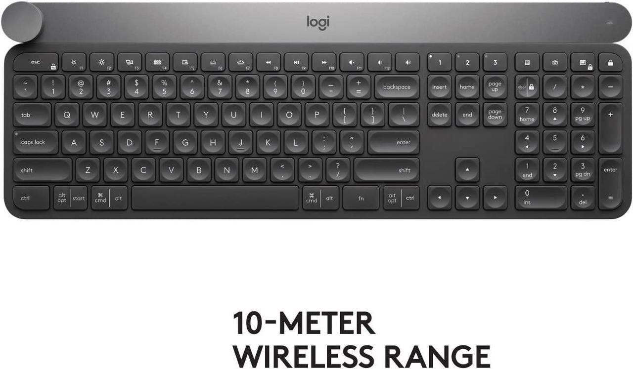 Alt view image 3 of 10 - Logitech Craft Advanced Wireless Keyboard with Creative Input Dial and Backlit Keys, Dark grey and aluminum