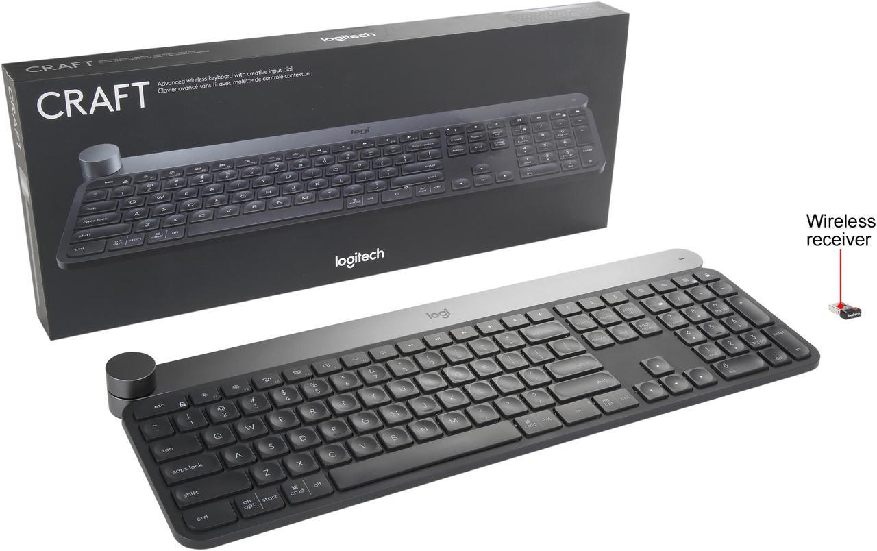 Alt view image 11 of 10 - Logitech Craft Advanced Wireless Keyboard with Creative Input Dial and Backlit Keys, Dark grey and aluminum