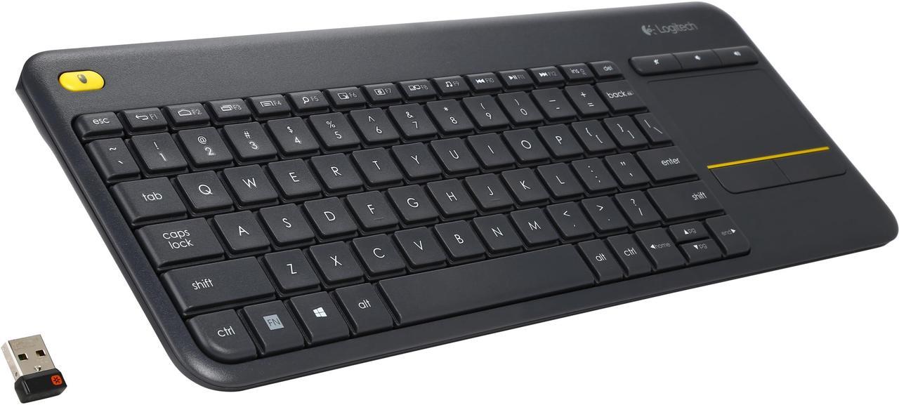 Logitech K400 Plus Wireless Touch TV Keyboard With Easy Media Control and Built-in Touchpad, HTPC Keyboard for PC-connected TV, Windows, Android, Chrome OS, Laptop, Tablet - Black