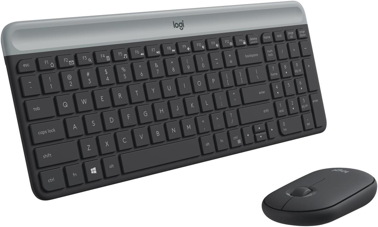 Logitech MK470 Slim Wireless Keyboard and Mouse Combo - Modern Compact Layout, Ultra Quiet, 2.4 GHz USB Receiver, Plug n' Play Connectivity, Compatible with Windows, Graphite