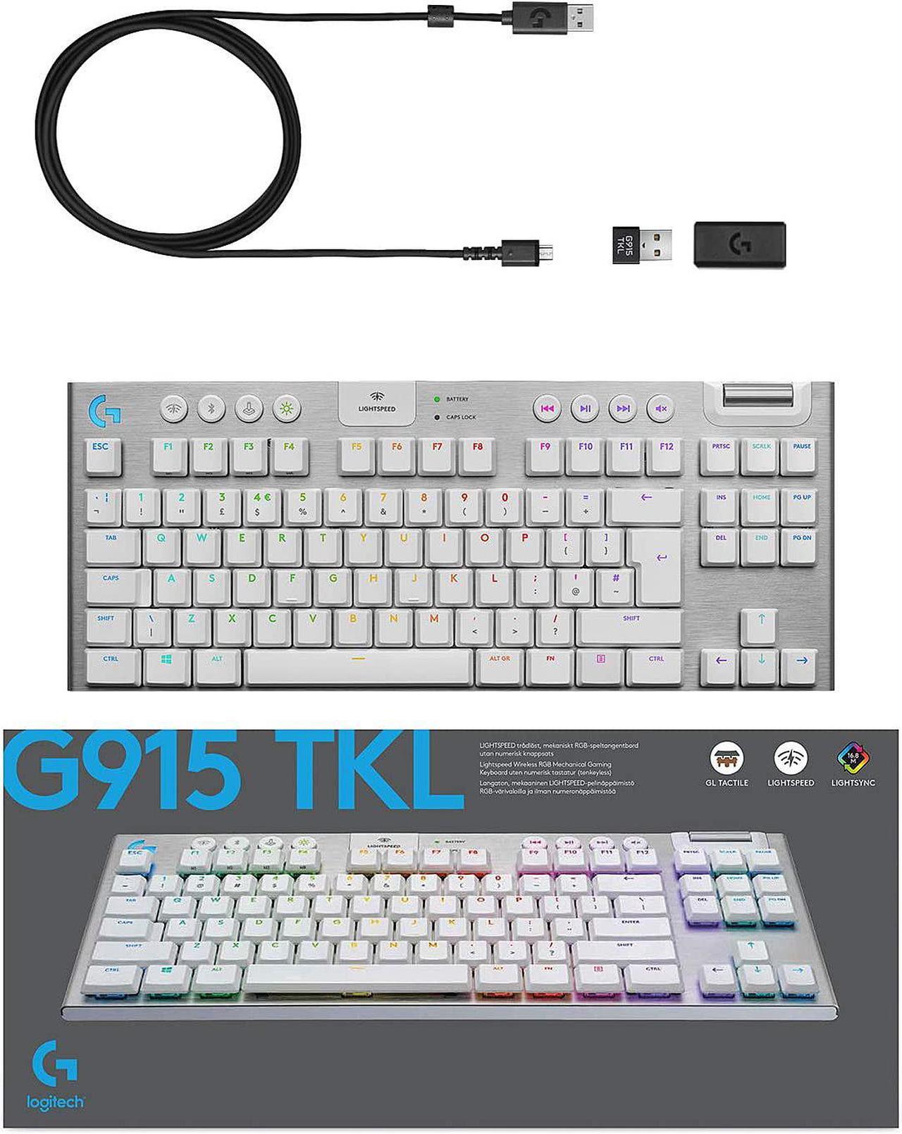 Alt view image 10 of 10 - Logitech G915 TKL White Tactile Tenkeyless LIGHTSPEED Wireless RGB Mechanical Gaming Keyboard, Low Profile Switch Options, LIGHTSYNC RGB, Advanced Wireless and Bluetooth Support